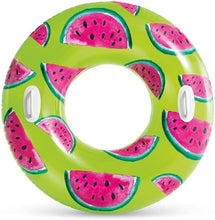 Cargar imagen en el visor de la galería, Flotador de Rueda Hinchable con Asas Tropical Fruit Tubes, Fresa, Piña y Sandía, ø 107 cm - Intex
