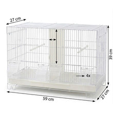Cargar imagen en el visor de la galería, Jaula de Cría para Pájaros con Separador Removible (59x27x39 cm) – Jaula Metálica Doble para Canarios, Periquitos y Agapornis con Comederos Exterior y Bandeja Extraíble
