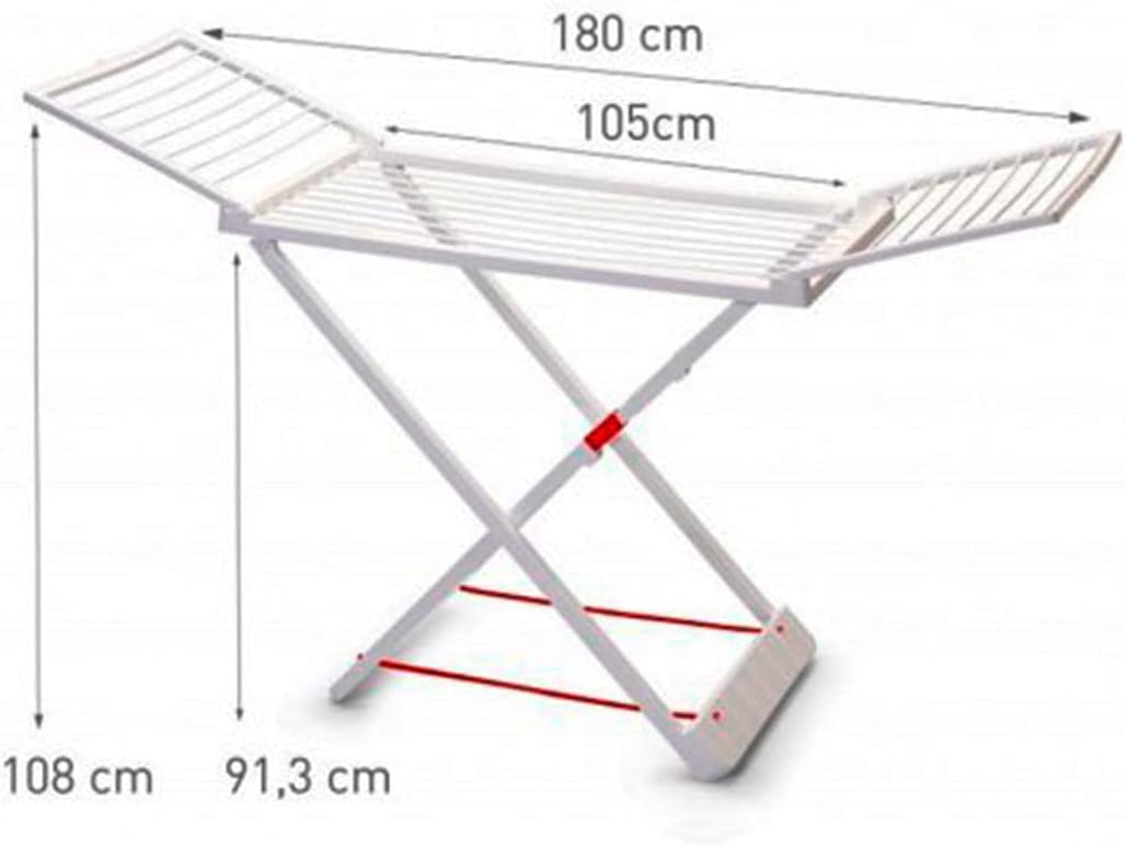 Tendedero de Ropa Plegable Resina Plástico Blanco 20 m, Soporte para Tender Ropa, Interior o Exterior