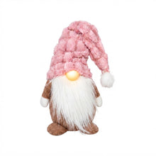 Cargar imagen en el visor de la galería, Gnomo de Tela Decorativo con Nariz de Luz LED y Gorro Texturizado - 18x11x28 cm
