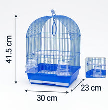 Cargar imagen en el visor de la galería, Jaula para Pájaros Pequeños 30 x 23 x 41.5 cm con Comederos, Percha y Aro de Juego | Cúpula Curva para Canarios y Periquitos - Color Aleatorio
