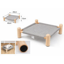 Cargar imagen en el visor de la galería, Cama Elevada para Gatos 49x49 cm | Hamaca Transpirable de Madera Maciza y Tela Lavable para Mascotas
