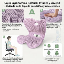 Cargar imagen en el visor de la galería, Cojin Ergonomico Infantil y Juvenil para Silla de Estudio - Corrector de Postura de Espalda y Coxis, Diseño Mariposa Antideslizante, Ideal para Niños y Estudiantes (Gris/Rosa)
