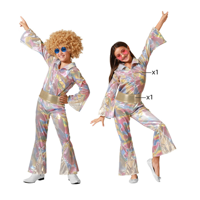 Disfraz Disco Multicolor Unisex Años 70 Niño Niña Infantil para Carnaval Fiesta Teatro