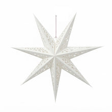 Cargar imagen en el visor de la galería, Set de 6 a 12 Colgantes de Estrellas de Papel de 67 cm - Decoración Navideña Colgante Estrella de Adviento Roja o Blanca
