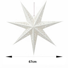 Cargar imagen en el visor de la galería, Set de 6 a 12 Colgantes de Estrellas de Papel de 67 cm - Decoración Navideña Colgante Estrella de Adviento Roja o Blanca
