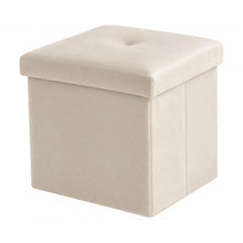 Cargar imagen en el visor de la galería, Puf Reposapiés con Tapa Acolchada 30x30x30 cm – Taburete Plegable con Almacenamiento – Puf Auxiliar de Polipiel o Poliéster
