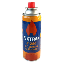 Cargar imagen en el visor de la galería, Cartucho de Gas ISO-250 Butano y N-Butano 227g 400ml, Bombona gas, Recambio Lata Gas para Hornillo portátil de camping o Soplete Quemador - XTRA+
