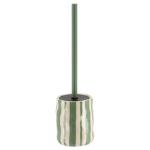 Cargar imagen en el visor de la galería, Set de Accesorios de Baño de Cerámica Rayada Verde Salvia – Disponible en Set Completo o Piezas Individuales
