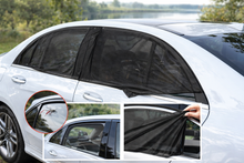 Cargar imagen en el visor de la galería, Set de 2 Mosquiteras para Ventanas Traseras de Coche | Parasol Universal Nylon Negro | 2 Tamaños
