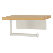 Cargar imagen en el visor de la galería, Portarrollos de Baño con Estante Multifunción – Diseño Premium: Efecto Mármol/Negro o Bambú/Blanco – Instalación con Adhesivo 3M Sin Taladro – 18 x 9.5 cm
