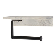 Cargar imagen en el visor de la galería, Portarrollos de Baño con Estante Multifunción – Diseño Premium: Efecto Mármol/Negro o Bambú/Blanco – Instalación con Adhesivo 3M Sin Taladro – 18 x 9.5 cm
