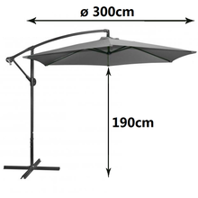 Cargar imagen en el visor de la galería, Sombrilla Parasol Excéntrico ø 300 cm Estructura Aluminio Tela de Poliéster de 180 g/m² Terraza Jardin Camping Playa (copia)
