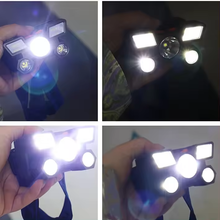 Cargar imagen en el visor de la galería, Linterna de cabeze frontal led recargables ajustable diferentes modos gran luminosidad e iluminacion para campo, camping al aire libre, escalada de montaña y minería y reparación de automóviles
