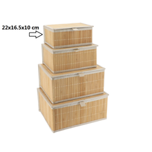 Cargar imagen en el visor de la galería, Cesta de Almacenamiento de Bambú Natural con Tapa – Organizadores Rectangulares Apilables en 4 Tamaños
