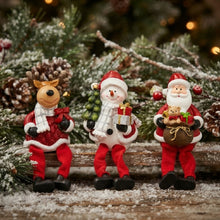Cargar imagen en el visor de la galería, Set de 3 Figuras Decorativas Navideñas Sentadas de Resina y Poliéster 7,5x7x17 cm
