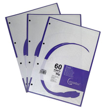 Cargar imagen en el visor de la galería, PACK 3 Recambio de Hojas A4 – 180 Hojas, 90 g/m², Cuadrícula 5 mm, 4 Taladros
