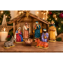 Cargar imagen en el visor de la galería, BELÉN de Resina 8 Figuras 12 cm – Nacimiento Navideño con Reyes Magos, María, José y Animales
