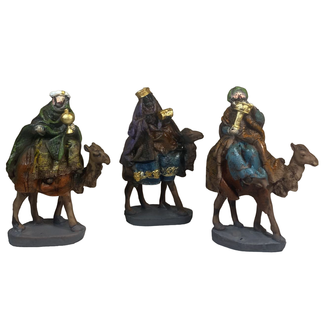 Juego 3 Reyes Magos En Camello 14cm Rey Mago Decoracion Navidad