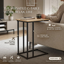 Cargar imagen en el visor de la galería, Mesa Auxiliar Forma de C para Sofá y Cama | Mesita Lateral Multiusos Compacta con Estructura de Metal y Tablero de Madera (40 x 26 x 58 cm)
