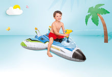 Cargar imagen en el visor de la galería, Flotador inflable para piscina INTEX con forma de avión con pistola de agua: Juguete de piscina para niños – Incluye pistola de agua – Capacidad de peso: 40 kg – 117 x 117 cm – El color Azar
