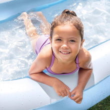 Cargar imagen en el visor de la galería, Intex Piscina Hinchable Infantil Rectangular, 166x100x25 cm, 90 litros de Capacidad, Suelo Hinchable para Mayor Comodidad, Piscina Azul para niños Desde 2 años, Incluye Parche de reparación (57403)
