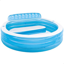 Cargar imagen en el visor de la galería, Piscina hinchable redonda con respaldo, 229x218x79 cm, 590 litros, 2 cámaras de aire, 2 portabebidas, Tapón de desagüe, Vinilo resistente, Parche de reparación, +3 años, Diversión verano (57190) Intex
