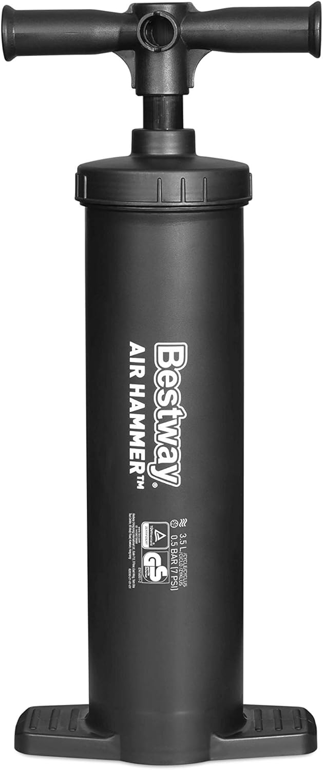 ESTWAY - Inflador Manual Air Hammer Inflation Pump 36-40 cm con Manguera Flexible y 3 Adaptadores para Diferentes Válvulas de Inflado con Movimiento Arriba-Abajo