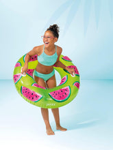 Cargar imagen en el visor de la galería, Flotador de Rueda Hinchable con Asas Tropical Fruit Tubes, Fresa, Piña y Sandía, ø 107 cm - Intex

