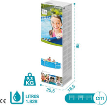 Cargar imagen en el visor de la galería, Intex 55242 - Piscina Desmontable Redonda Metal Frame Familiar Color Azul, Medidas Ø244x51 cm, Capacidad 1,828 litros, Material Resistente Triple Capa, Tubular, Infantil
