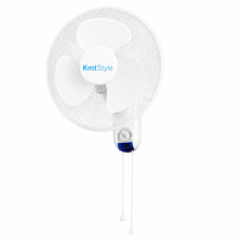 Cargar imagen en el visor de la galería, Pack 2 Ventiladores de Pared Eléctricos 45W Ø43 cm con Oscilación, 3 Aspas, Control por Cuerda, Bajo Consumo, Blanco
