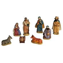 Cargar imagen en el visor de la galería, BELÉN de Resina 8 Figuras 12 cm – Nacimiento Navideño con Reyes Magos, María, José y Animales
