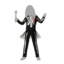 Cargar imagen en el visor de la galería, Disfraz Esqueleto Vestido negro entallado con estampado de esqueleto fosforescente Para Niña Infantil
