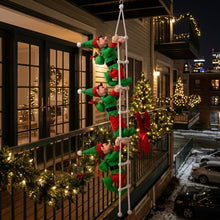 Cargar imagen en el visor de la galería, Adorno Navideño Colgante 3 Elfos en Escalera Impermeable (105 cm) – Decoración de Navidad para Exterior e Interior
