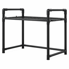 Cargar imagen en el visor de la galería, Estantería para Microondas Organizador de Cocina 2 y 3 Niveles con Ganchos - Soporte Encimera Multiusos Acero (Negro / Blanco)
