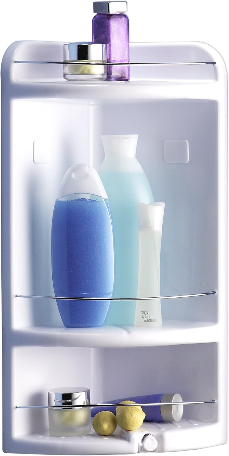 Estanteria Rinconera de baño Blanco Varilla Cromo