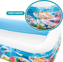 Cargar imagen en el visor de la galería, Intex Piscina Hinchable Grande diseño océano, 305x183x56 cm, 1050 litros, 3 cámaras de Aire, Tapón de desagüe, Vinilo Resistente, Uso Exterior, Ideal jardín y Verano, Parche Incluido, +6 años (58485)
