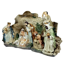 Cargar imagen en el visor de la galería, Escena de Navidad Figuras de Nacimiento de Resina para Decoración de Navidad 31x11.3x16.5 cm
