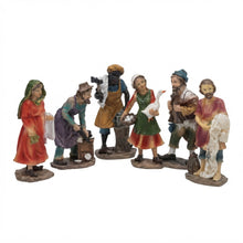 Cargar imagen en el visor de la galería, Set de 6 Figuras de Aldeanos de Resina para Belén Navideño 11,5 cm
