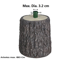 Cargar imagen en el visor de la galería, Soporte para Árbol de Navidad con Diseño de Tronco de Madera – Base Decorativa de Resina y Hierro para Árboles de hasta 180 cm
