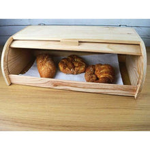 Cargar imagen en el visor de la galería, Panera de Madera Natural con Tapa Enrollable, Panera o Recipiente de Comida Seca para Almacenamiento de Cocina
