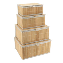 Cargar imagen en el visor de la galería, Cesta de Almacenamiento de Bambú Natural con Tapa – Organizadores Rectangulares Apilables en 4 Tamaños
