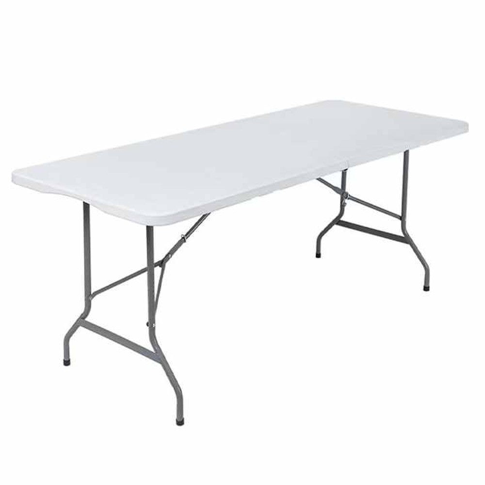 Mesa Plegable Portatil Rectangular Blanca PLÁSTICO 180X75.5X74CM  Exterior e Interior Mueble de Camping  Mesa de campamento