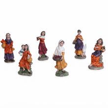 Cargar imagen en el visor de la galería, Set de 6 Figuras de Campesinas para Belén de Navidad en Resina – Figuras Decorativas Tradicionales de 13 cm para Portal de Belén y Dioramas

