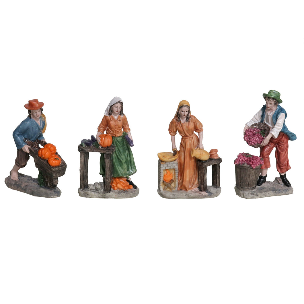 Set de 4 Figuras de Belén – Pastores Recolectores 13 cm en Resina - Gerimport