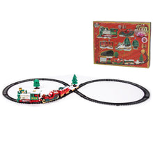 Cargar imagen en el visor de la galería, Tren Navideño de 22 Piezas con Luz, Sonido y Movimiento – Circuito 90x44 cm, Funciona con Pilas, Decoración Festiva Ideal para el Hogar
