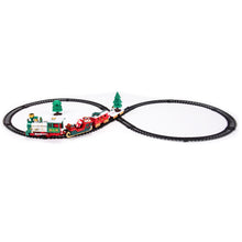 Cargar imagen en el visor de la galería, Tren Navideño de 22 Piezas con Luz, Sonido y Movimiento – Circuito 90x44 cm, Funciona con Pilas, Decoración Festiva Ideal para el Hogar
