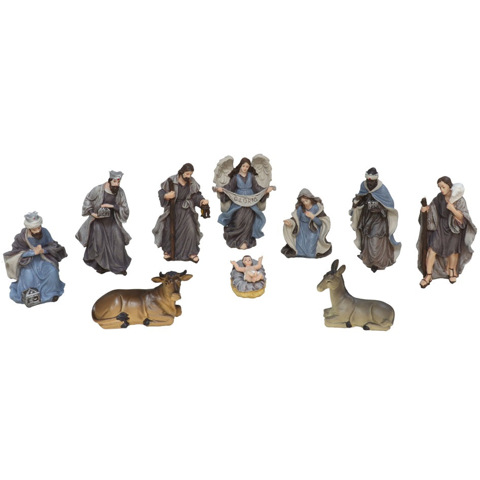 Nacimiento Belén 10 figuras Portal de Belén Reyes Magos María Jesús y José, Altura 15 cm