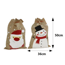 Cargar imagen en el visor de la galería, Set de 2 Sacos de Navidad de Tela de Cáñamo – Saco de Regalos para Decoración Navideña
