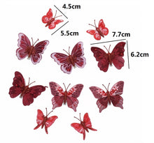 Cargar imagen en el visor de la galería, Set de 10 Mariposas Decorativas con Clip para Manualidades, Árbol de Navidad y Decoración del Hogar – Disponible en 4 Colores
